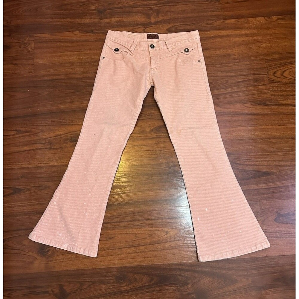 Y2K Pink Corduroy Low Rise Flare Jeans Pants Womens Sz 32x29” Pastel Wide Leg